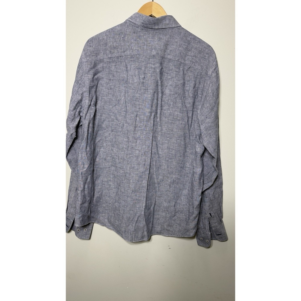 UNTUCKit Strausse WR Linen Shirt Men Gray Heathered Long Sleeve Button Up Summer - Picture 6 of 7